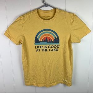 Life Is Good Crusher Tee Shirt Short Sleeve Yellow Men’s Small